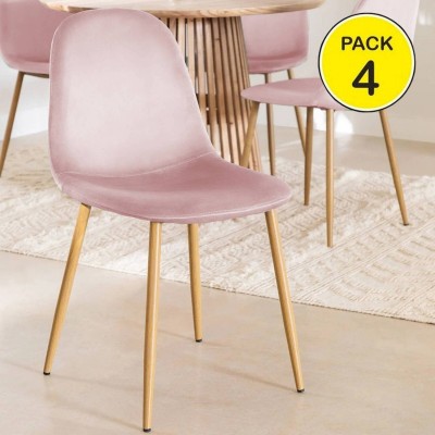 Pack de 4 Cadeiras Sweden (Rosa c/ Pernas Sonoma)