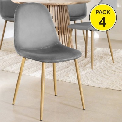 Pack de 4 Cadeiras Sweden (Cinza Escuro c/ Pernas Sonoma)