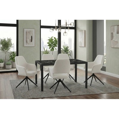 Pack Mesa de Jantar Marmol  + 4 Cadeiras Gabrielle (Branco)